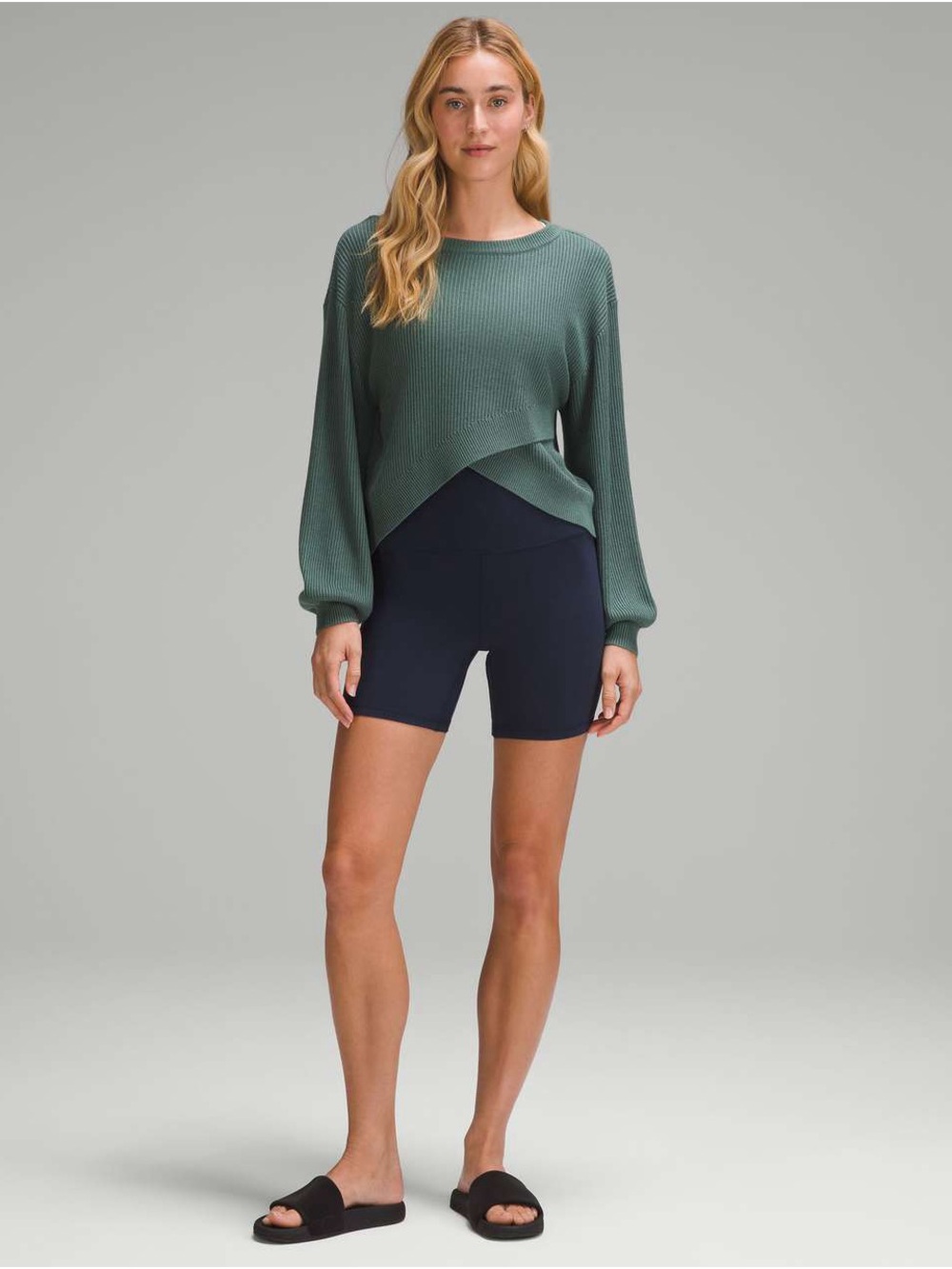 lululemon athletica Ribbed Crewneck Sweater in Forest Green